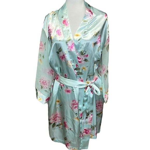 Oscar De La Renta Pink Label Floral Silky Robe - Picture 1 of 6
